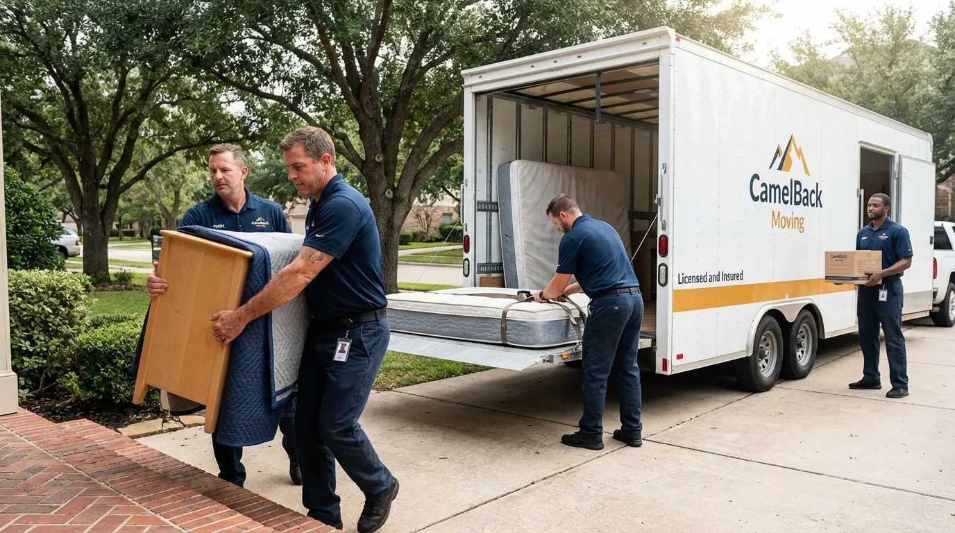 Crew loading residential truck for cross-state move from Dawsonville, GA