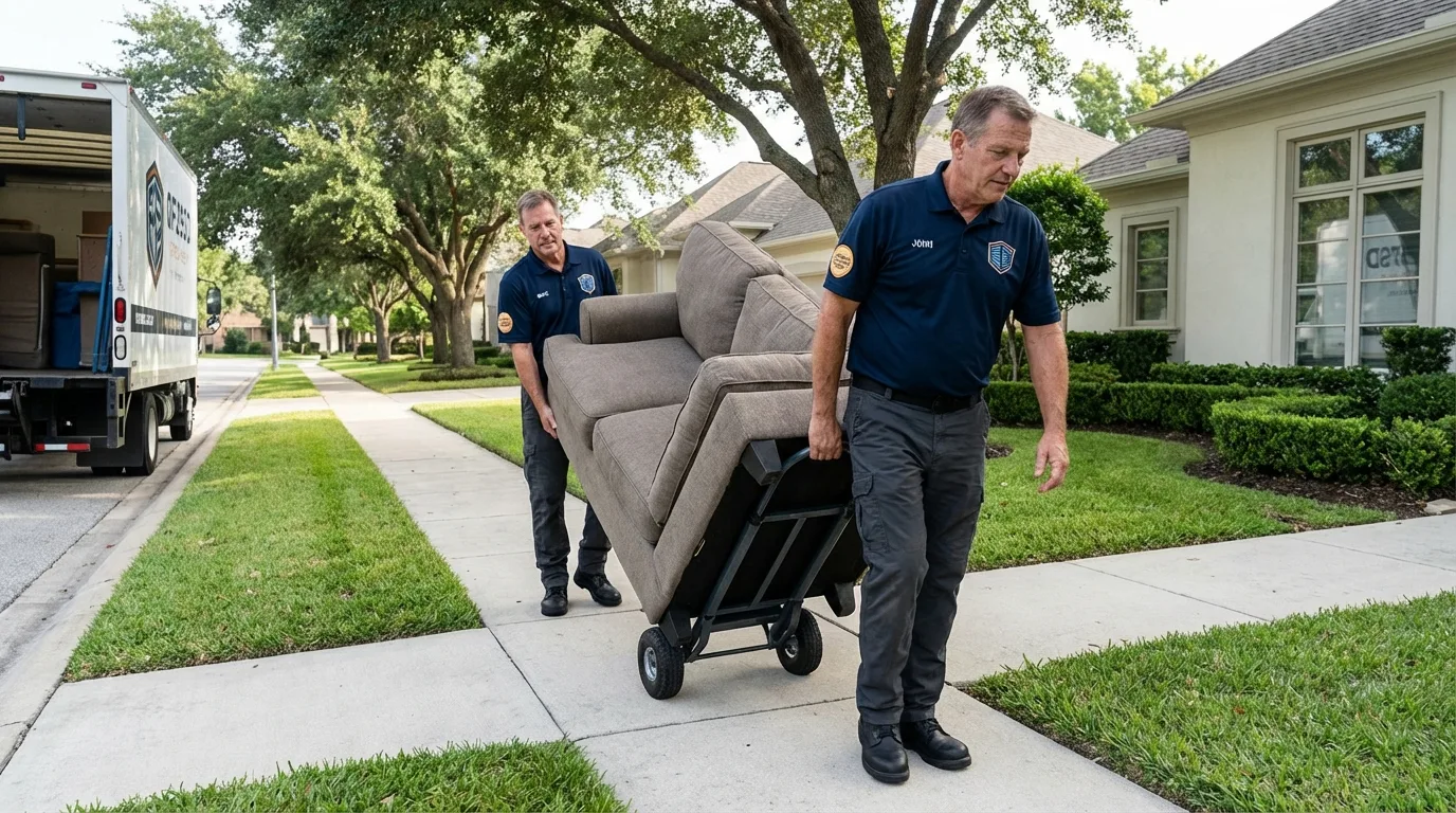 Local residential moving crew loading furniture in Dawsonville, GA